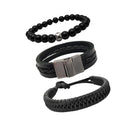 Kit de Pulseiras Masculinas com Fecho Magnético- CouroFenix